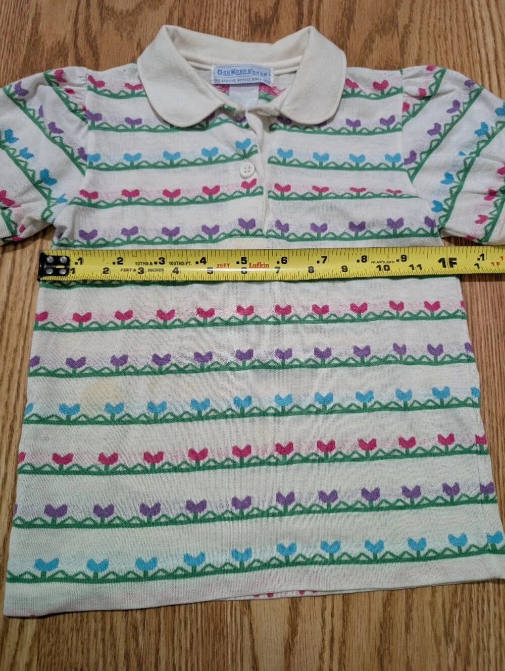 Vintage OshKosh B'gosh Girl Polo shirt Geometric Hearts USA 6